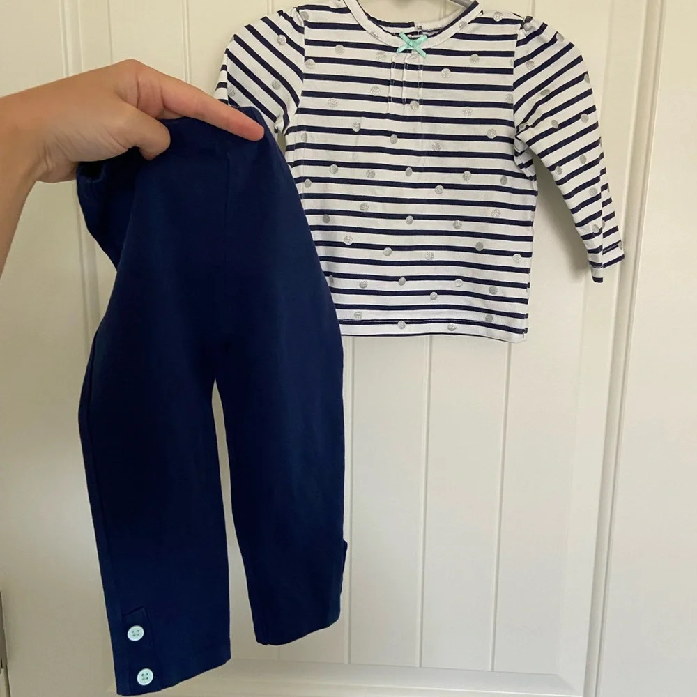 Little Me‎ baby girl’s striped matching set — 12 months
